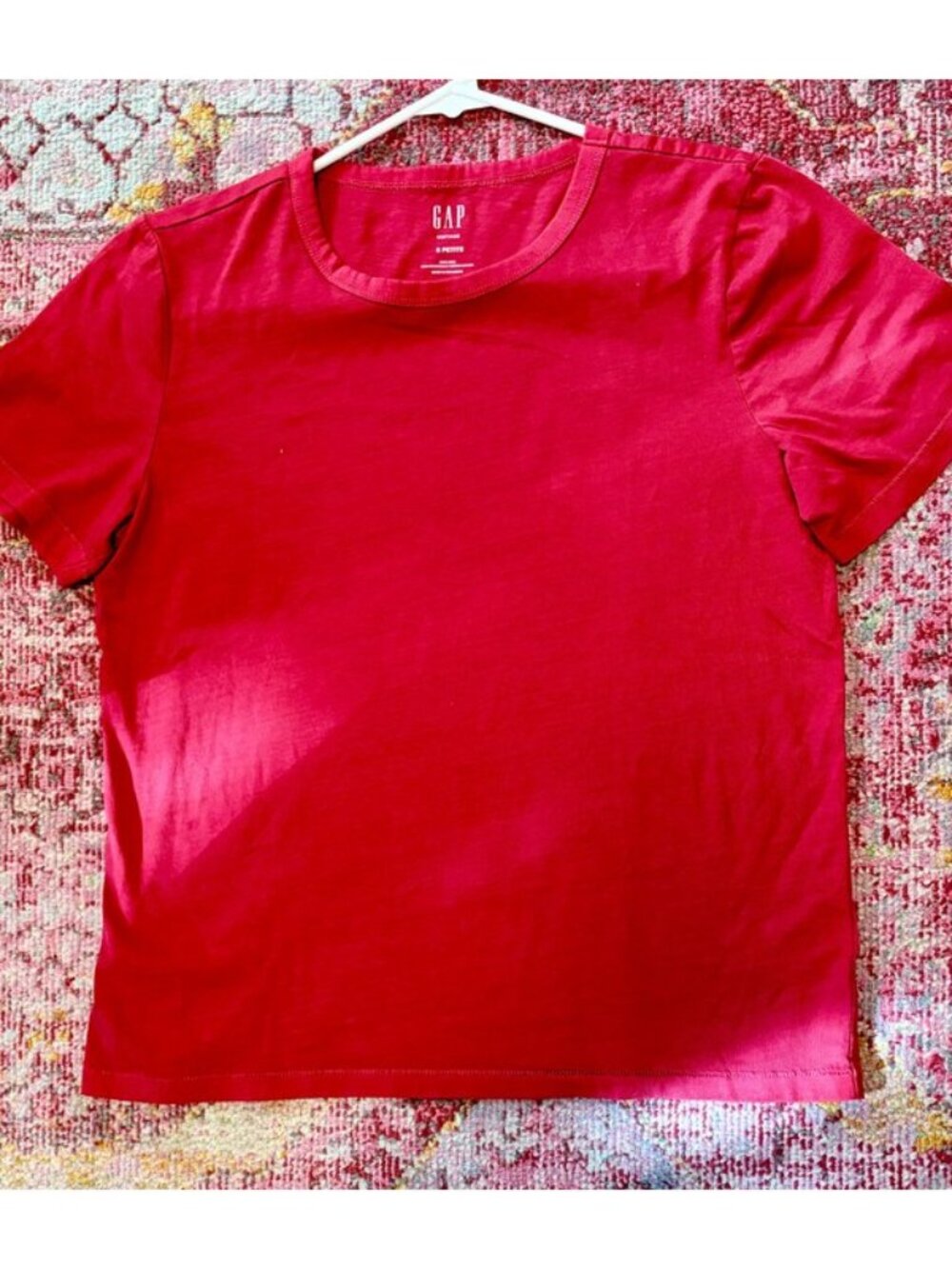 Gap VintageSoft Organic Cotton Tee Brick Red S Petite